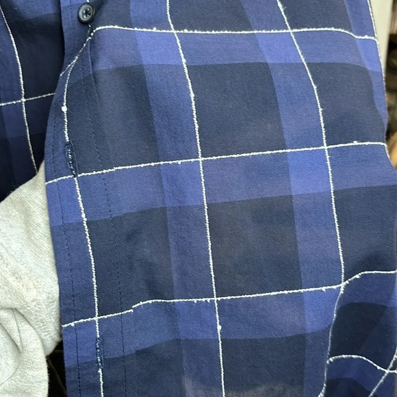 NWOT FRAME mens long sleeve button down shirt size large blue plaid - Picture 5 of 8